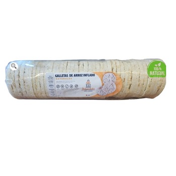 Galletas de arroz inflado natural, empaque 20u (156g).
