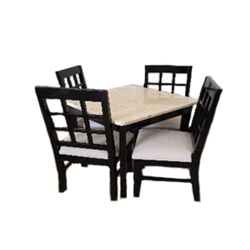 Juego de comedor de madera (4 sillas y mesa con sobre de mármol)